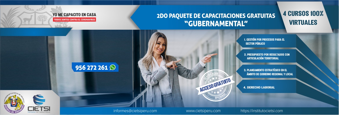 2DO PAQUETE DE CAPACITACIONES GRATUITAS VIRTUALES (GUBERNAMENTAL) 2020