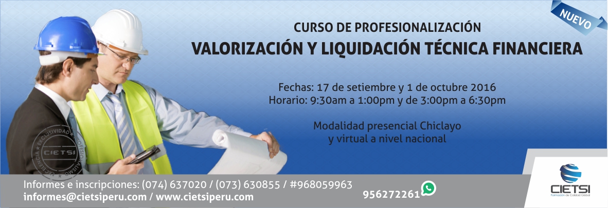 curso de profesionalizaciOn en valorizaciOn y la liquidaciOn tEcnica financiera