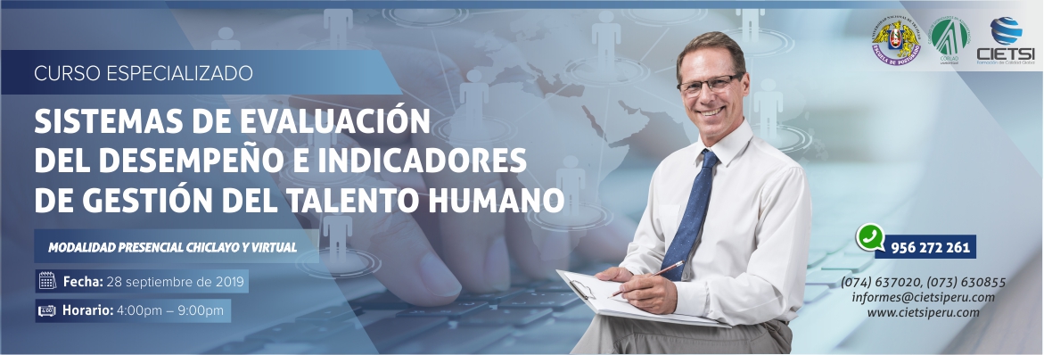 CURSO ESPECIALIZADO SISTEMAS DE EVALUACIÓN DEL DESEMPEÑO E INDICADORES DE GESTIÓN DEL TALENTO HUMANO 2019 (NUEVO)